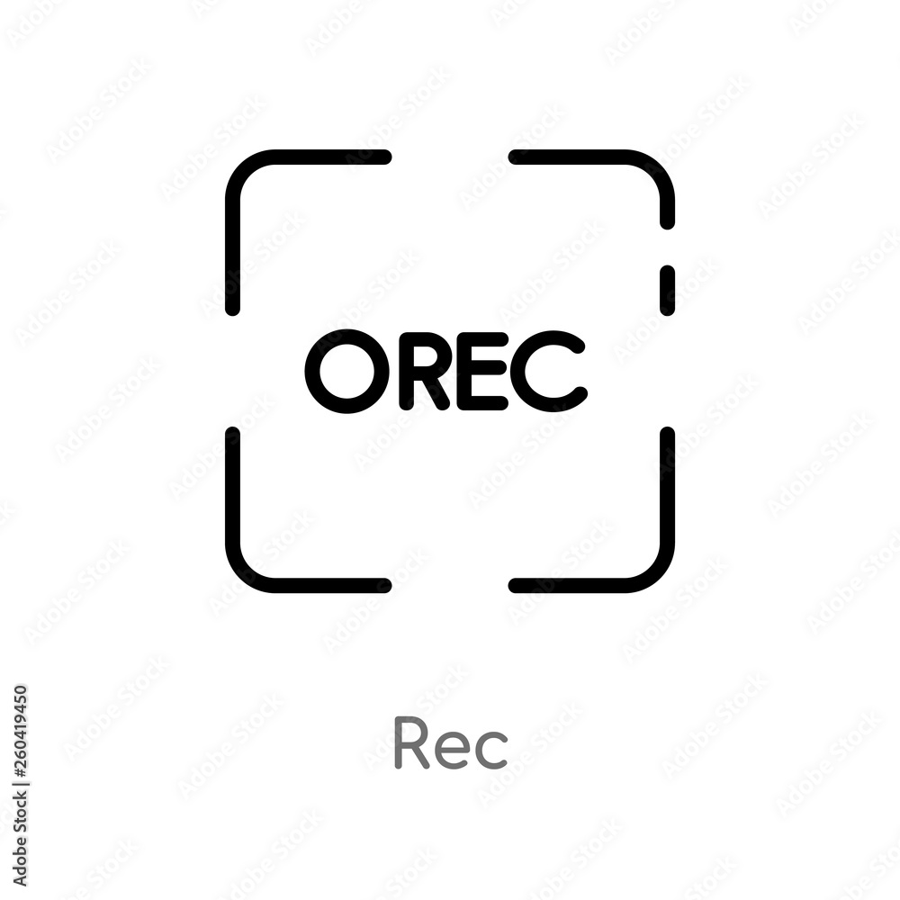 Aufkleber outline rec vector icon. isolated black simple line element illustration from music and media concep