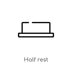 outline half rest vector icon. isolated black simple line element illustration from music and media concept. editable vector stroke half rest icon on white background