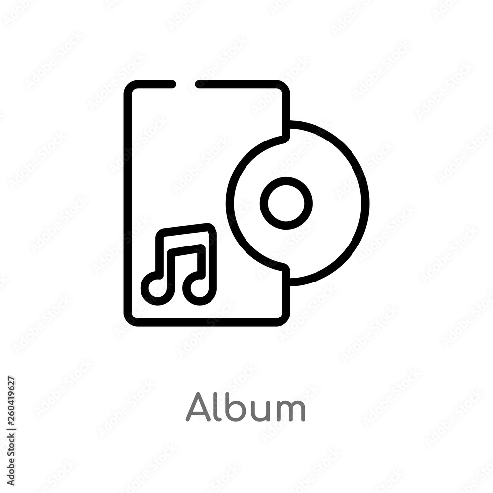 Poster outline album vector icon. isolated black simple line element illustration from music concept. edita