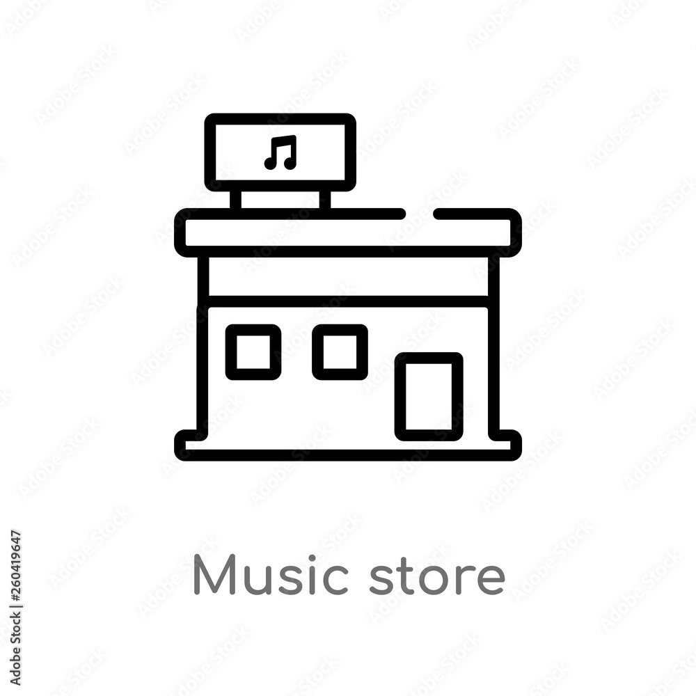 Poster outline music store vector icon. isolated black simple line element illustration from music concept.