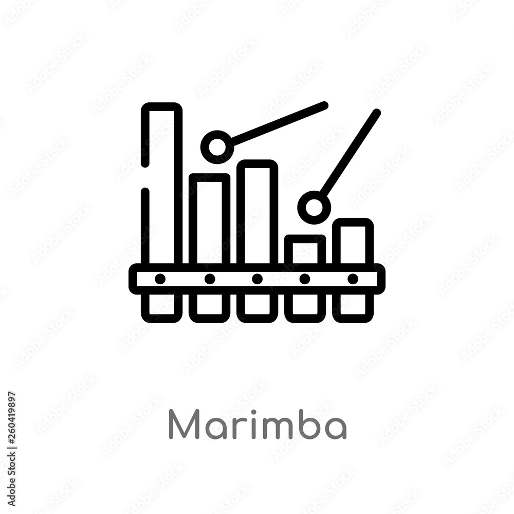 Poster outline marimba vector icon. isolated black simple line element illustration from music concept. edi