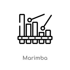 outline marimba vector icon. isolated black simple line element illustration from music concept. editable vector stroke marimba icon on white background