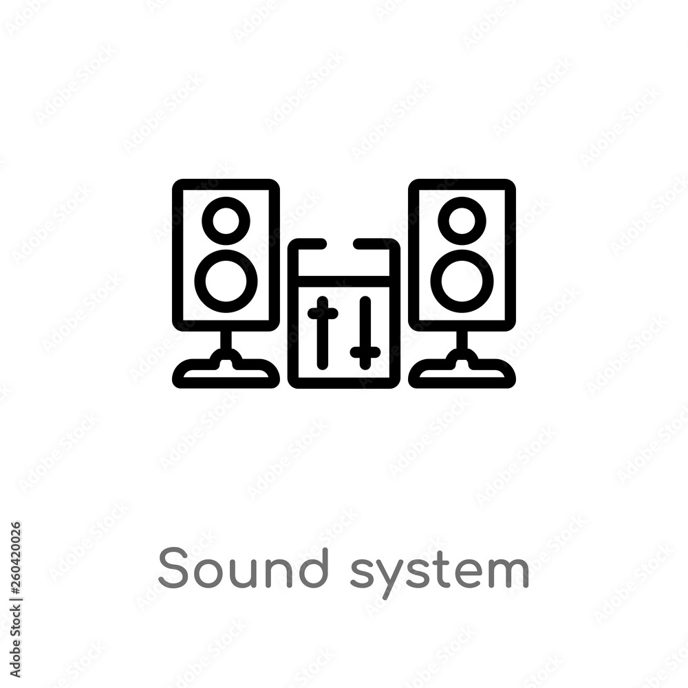 Poster outline sound system vector icon. isolated black simple line element illustration from music concept