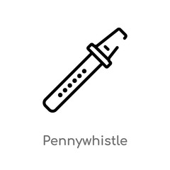 outline pennywhistle vector icon. isolated black simple line element illustration from music concept. editable vector stroke pennywhistle icon on white background