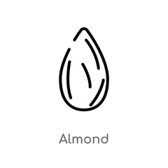 outline almond vector icon. isolated black simple line element illustration from nature concept. editable vector stroke almond icon on white background