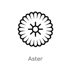 outline aster vector icon. isolated black simple line element illustration from nature concept. editable vector stroke aster icon on white background