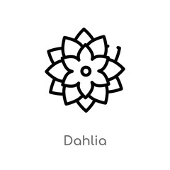 outline dahlia vector icon. isolated black simple line element illustration from nature concept. editable vector stroke dahlia icon on white background
