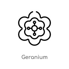 outline geranium vector icon. isolated black simple line element illustration from nature concept. editable vector stroke geranium icon on white background