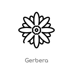outline gerbera vector icon. isolated black simple line element illustration from nature concept. editable vector stroke gerbera icon on white background