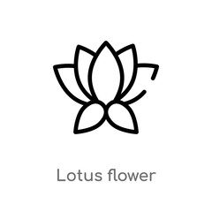 outline lotus flower vector icon. isolated black simple line element illustration from nature concept. editable vector stroke lotus flower icon on white background