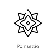 outline poinsettia vector icon. isolated black simple line element illustration from nature concept. editable vector stroke poinsettia icon on white background