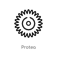 Fototapeta premium outline protea vector icon. isolated black simple line element illustration from nature concept. editable vector stroke protea icon on white background