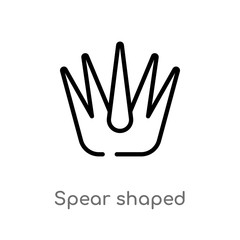 Fototapeta premium outline spear shaped vector icon. isolated black simple line element illustration from nature concept. editable vector stroke spear shaped icon on white background