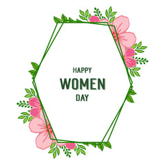 Vector illustration decor of happy women day with various ornate of pink flower frame