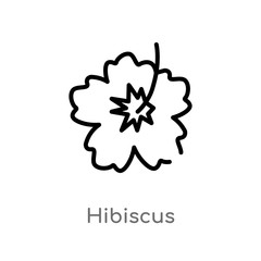outline hibiscus vector icon. isolated black simple line element illustration from nature concept. editable vector stroke hibiscus icon on white background