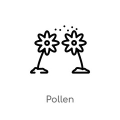 outline pollen vector icon. isolated black simple line element illustration from nature concept. editable vector stroke pollen icon on white background