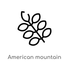 outline american mountain ash vector icon. isolated black simple line element illustration from nature concept. editable vector stroke american mountain ash icon on white background