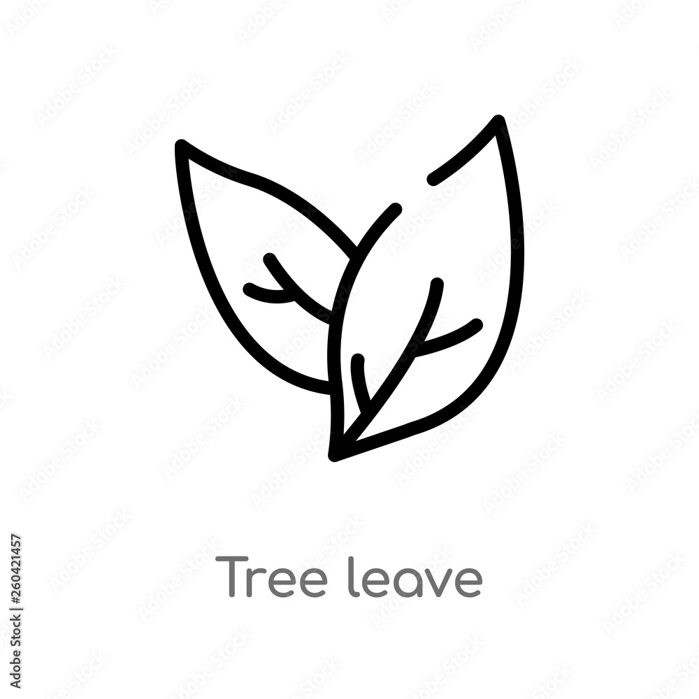 Poster outline tree leave vector icon. isolated black simple line element illustration from nature concept.