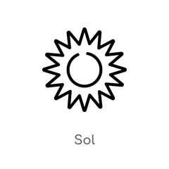 outline sol vector icon. isolated black simple line element illustration from nature concept. editable vector stroke sol icon on white background