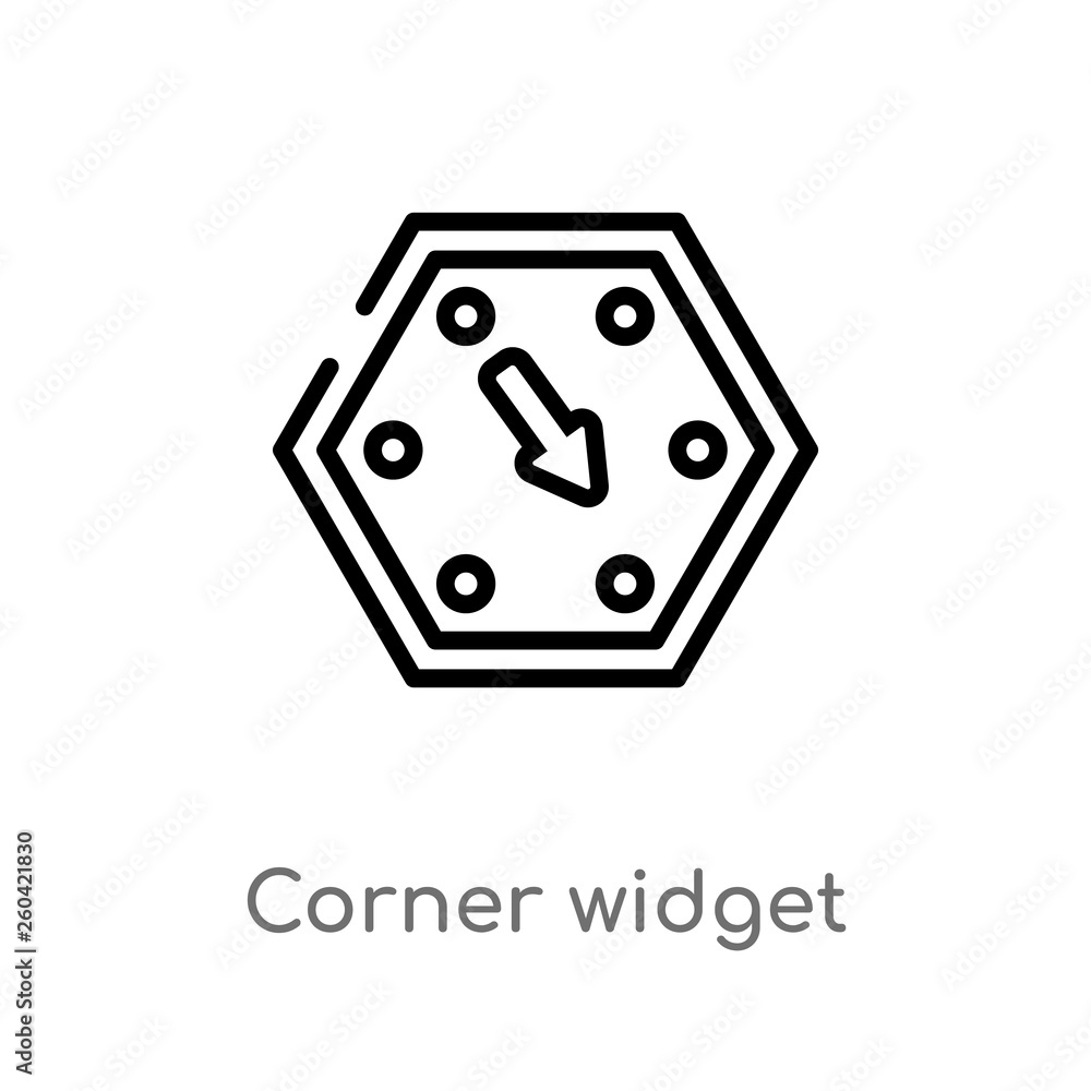 Poster outline corner widget vector icon. isolated black simple line element illustration from user interfa