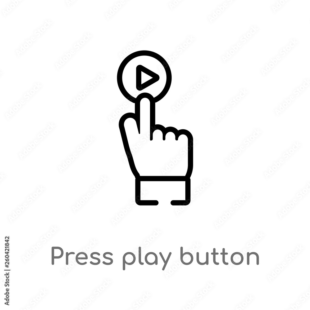 Poster outline press play button vector icon. isolated black simple line element illustration from user int