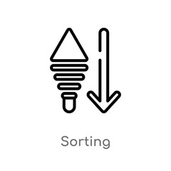 outline sorting vector icon. isolated black simple line element illustration from user interface concept. editable vector stroke sorting icon on white background