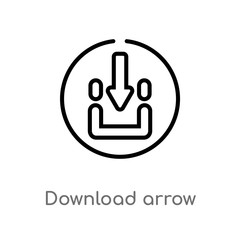outline download arrow vector icon. isolated black simple line element illustration from user interface concept. editable vector stroke download arrow icon on white background