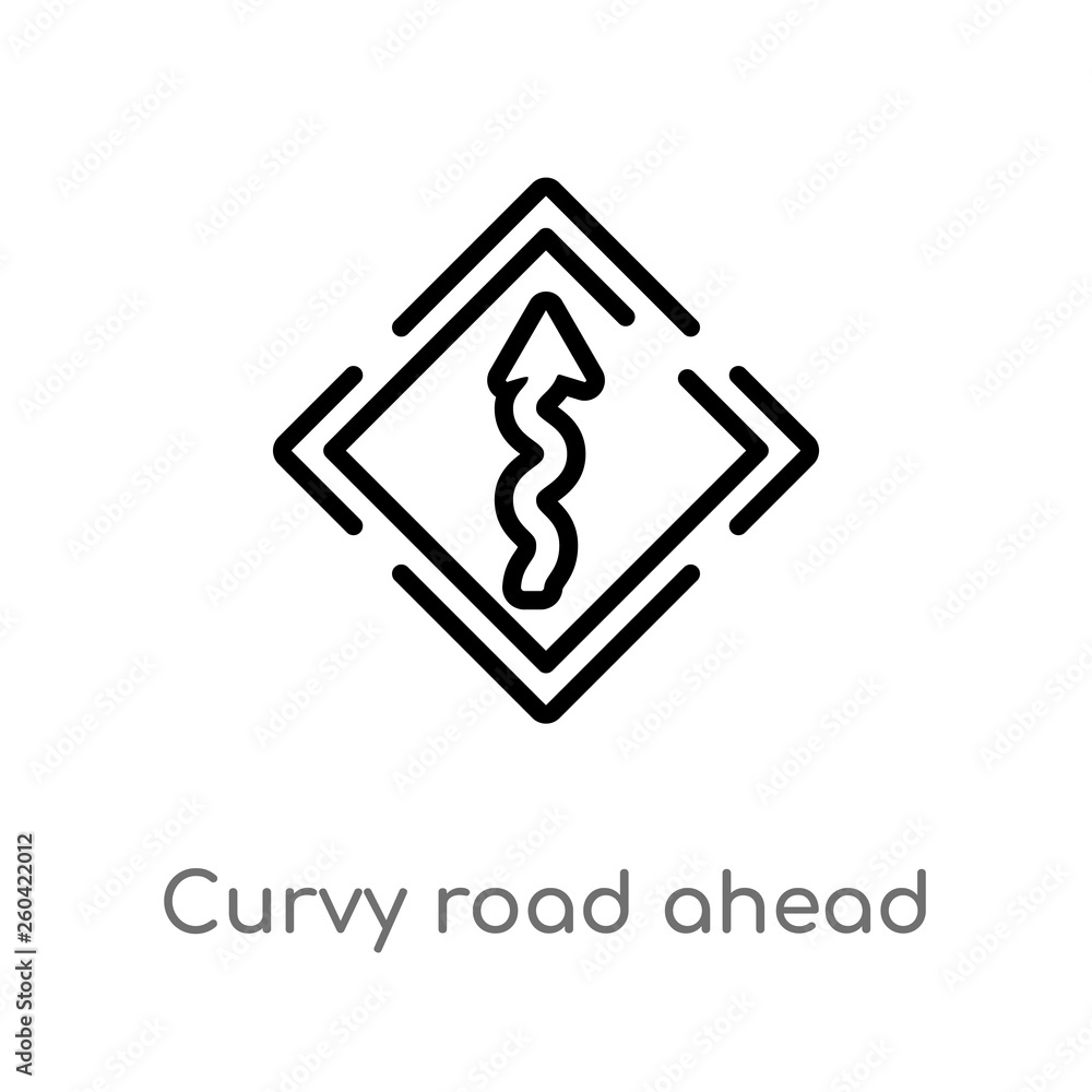 Poster outline curvy road ahead vector icon. isolated black simple line element illustration from user inte