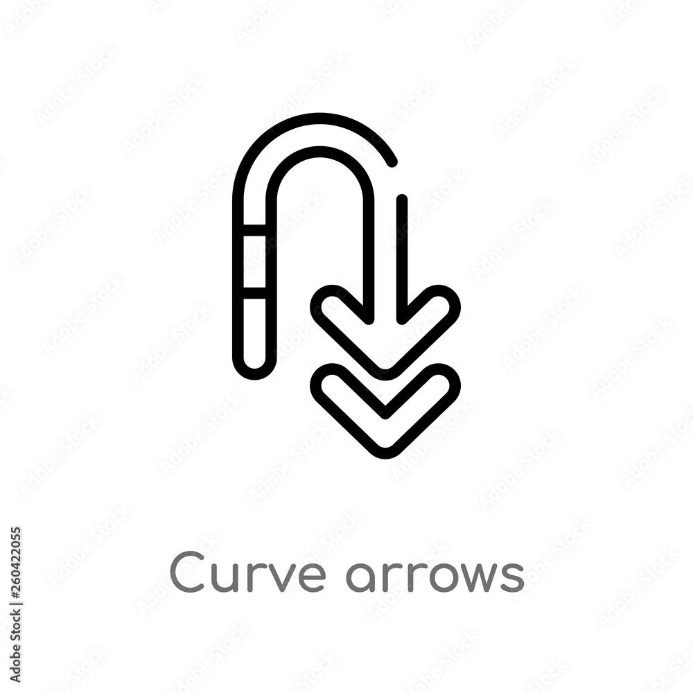 Poster outline curve arrows vector icon. isolated black simple line element illustration from user interfac