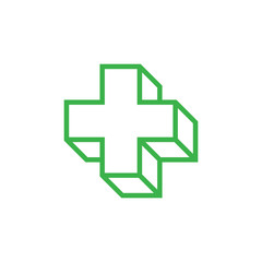 plus medical 3d geometric line logo vector