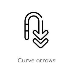 outline curve arrows vector icon. isolated black simple line element illustration from user interface concept. editable vector stroke curve arrows icon on white background