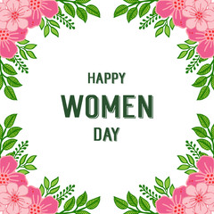 Vector illustration shape happy women day with design artwork pink wreath frame