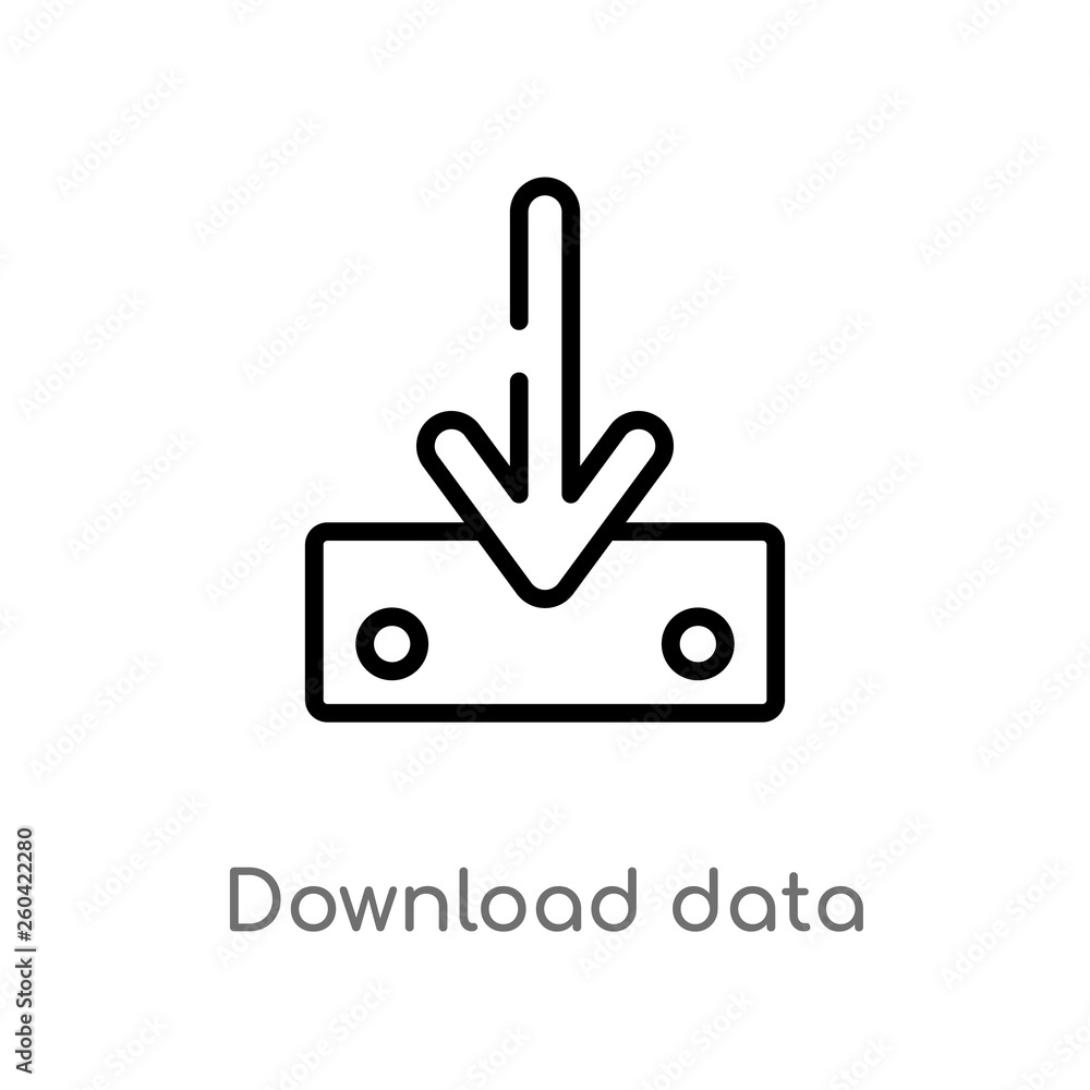 Poster outline download data vector icon. isolated black simple line element illustration from user interfa