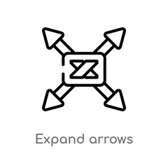 outline expand arrows vector icon. isolated black simple line element illustration from user interface concept. editable vector stroke expand arrows icon on white background