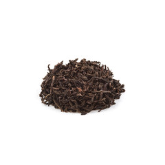 Dried tea poured a slide on a white background. Is isolated.