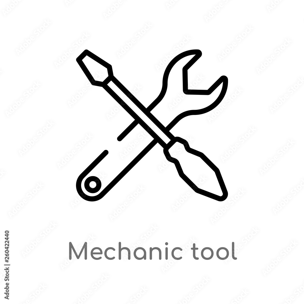 Poster outline mechanic tool vector icon. isolated black simple line element illustration from user interfa