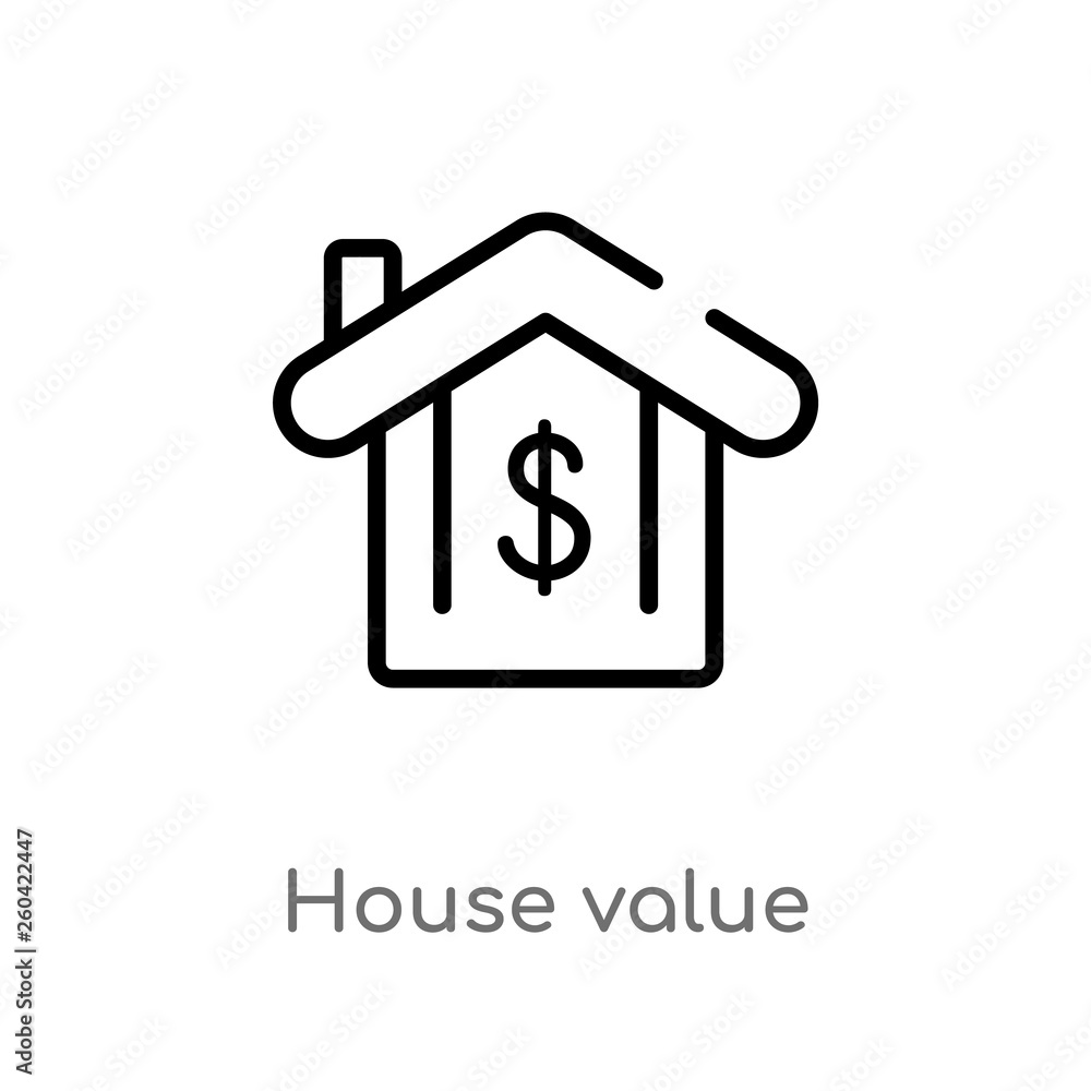 Poster outline house value vector icon. isolated black simple line element illustration from user interface
