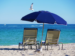 Chairs and umbrella on the beach