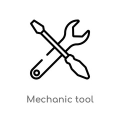 outline mechanic tool vector icon. isolated black simple line element illustration from user interface concept. editable vector stroke mechanic tool icon on white background