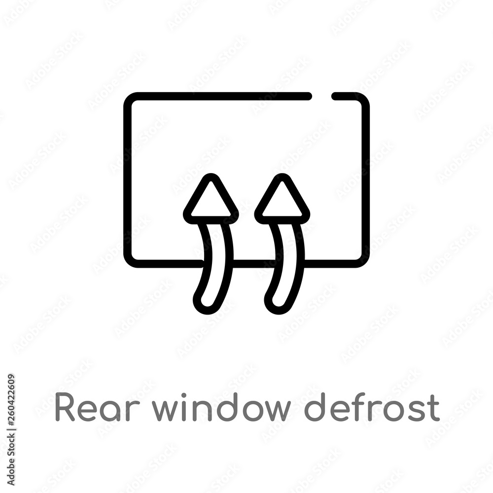 Aufkleber outline rear window defrost vector icon. isolated black simple line element illustration from user i