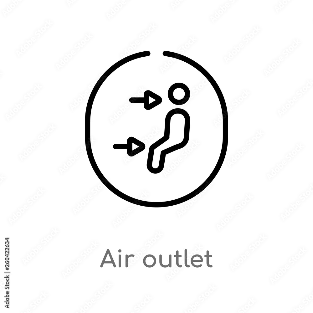 Poster outline air outlet vector icon. isolated black simple line element illustration from user interface 