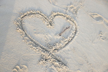 Heart on the Sand by the Beach in Summer Holidays