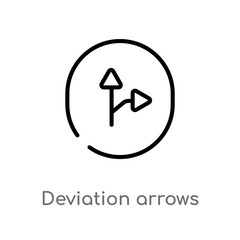 outline deviation arrows vector icon. isolated black simple line element illustration from user interface concept. editable vector stroke deviation arrows icon on white background - obrazy, fototapety, plakaty