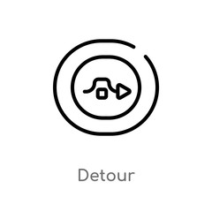 outline detour vector icon. isolated black simple line element illustration from user interface concept. editable vector stroke detour icon on white background