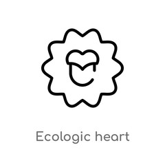 outline ecologic heart vector icon. isolated black simple line element illustration from user interface concept. editable vector stroke ecologic heart icon on white background
