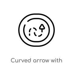 Obraz premium outline curved arrow with broken line vector icon. isolated black simple line element illustration from user interface concept. editable vector stroke curved arrow with broken line icon on white