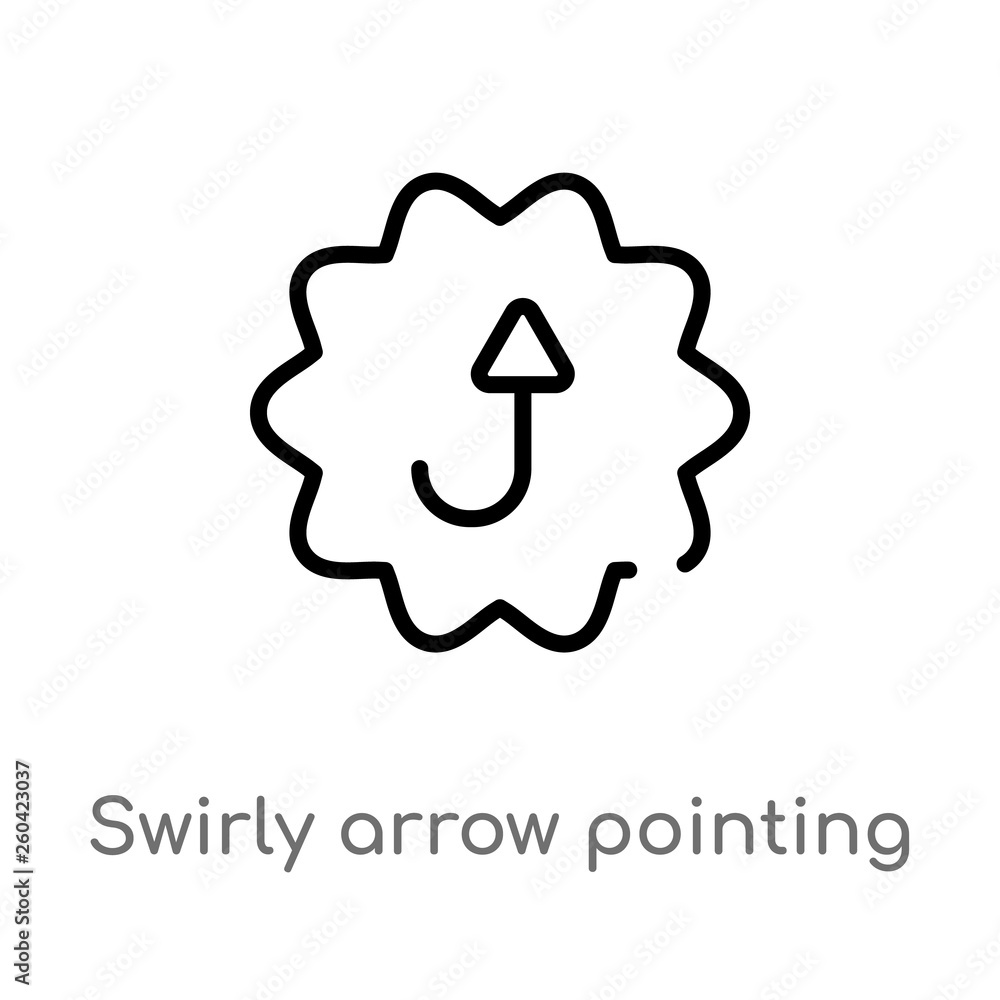 Aufkleber outline swirly arrow pointing upwards vector icon. isolated black simple line element illustration f