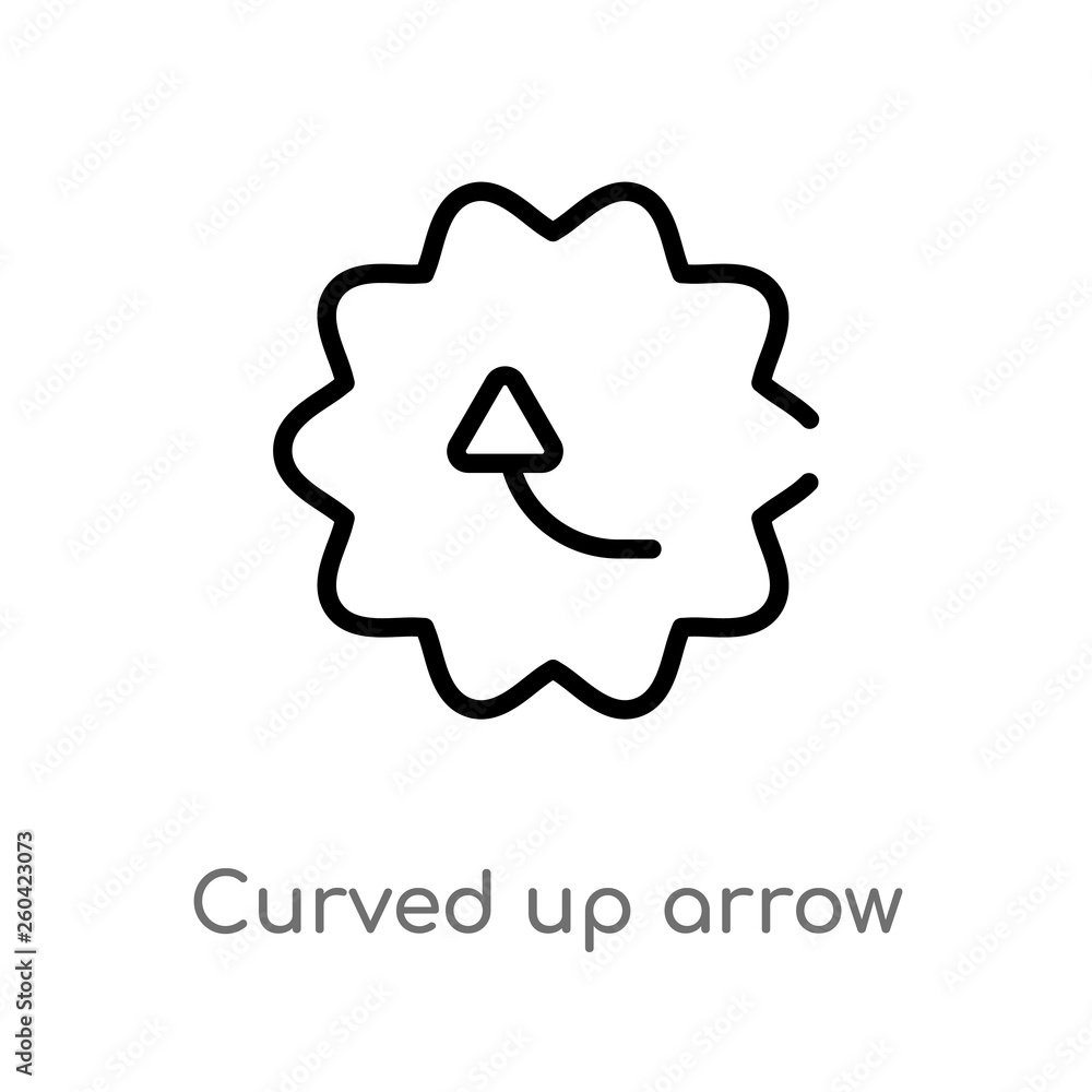 Aufkleber outline curved up arrow vector icon. isolated black simple line element illustration from user inter