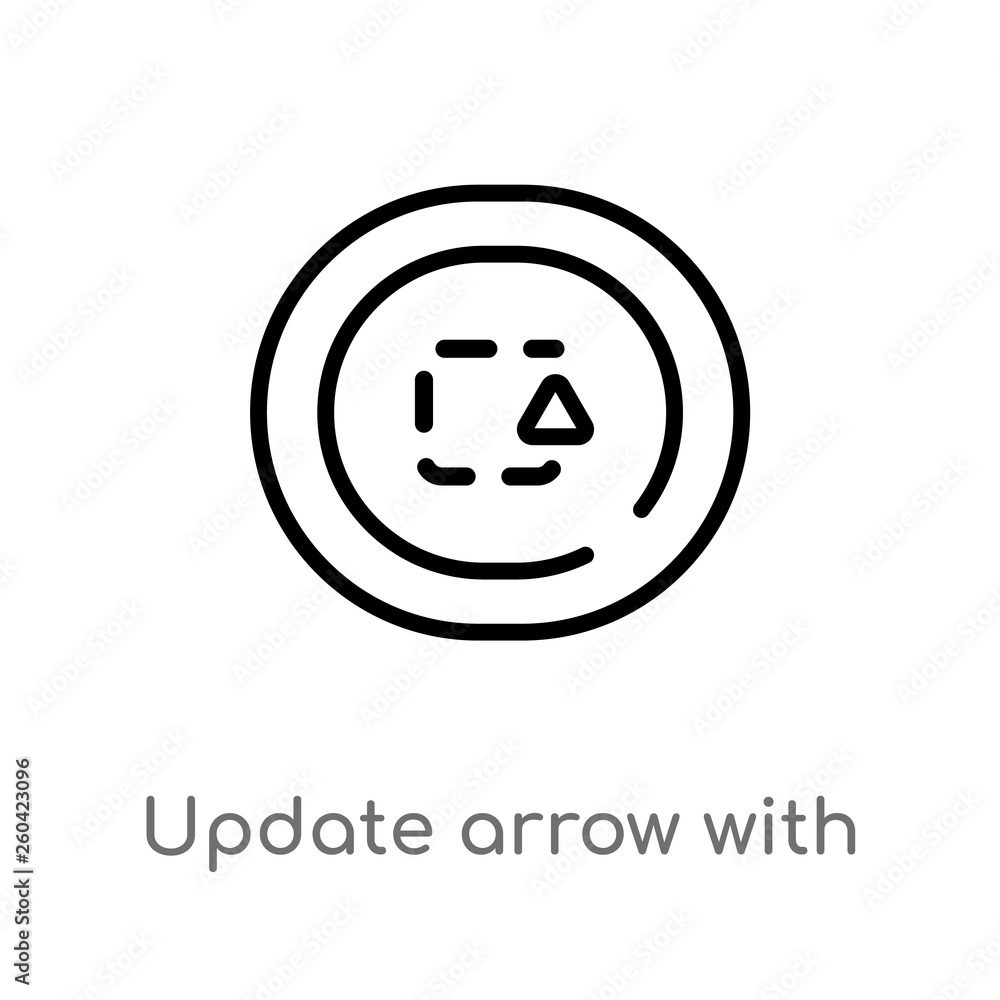 Poster outline update arrow with broken line vector icon. isolated black simple line element illustration f