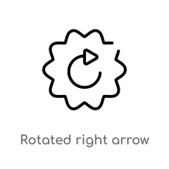 outline rotated right arrow vector icon. isolated black simple line element illustration from user interface concept. editable vector stroke rotated right arrow icon on white background